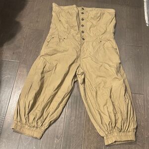 Ashley Stewart Beige Button-Up Jumpsuit